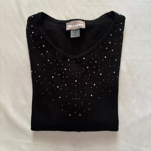 Women's Evening Party  Holiday Black with Sequins Sweater Size L